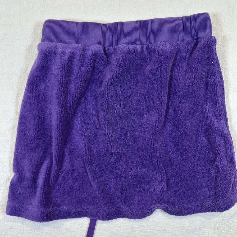 I.AM.GIA Purple Velour Mini Skirt XXS Drawstring Logo Terry Y2K Streetwear - Picture 6 of 8